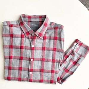 Bonobos Men’s Cotton Plaid Flannel Button Down Shirt Size Large Slim Fit